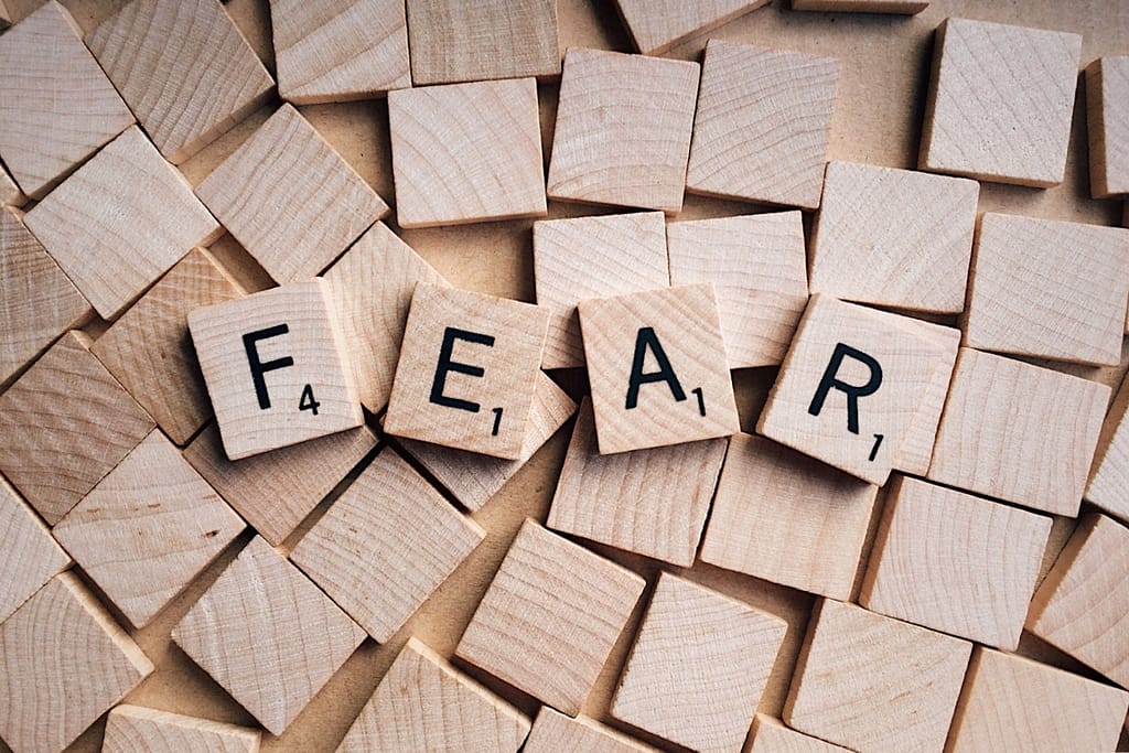 The word fear from scrabble blocks