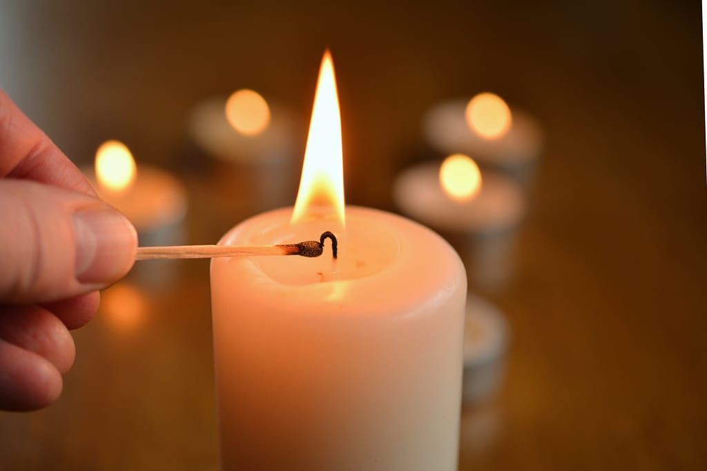 A candle being lit