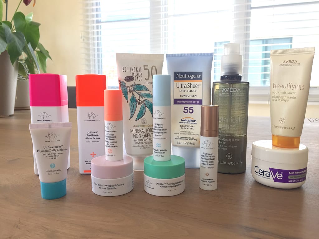 Various bottles of skincare products