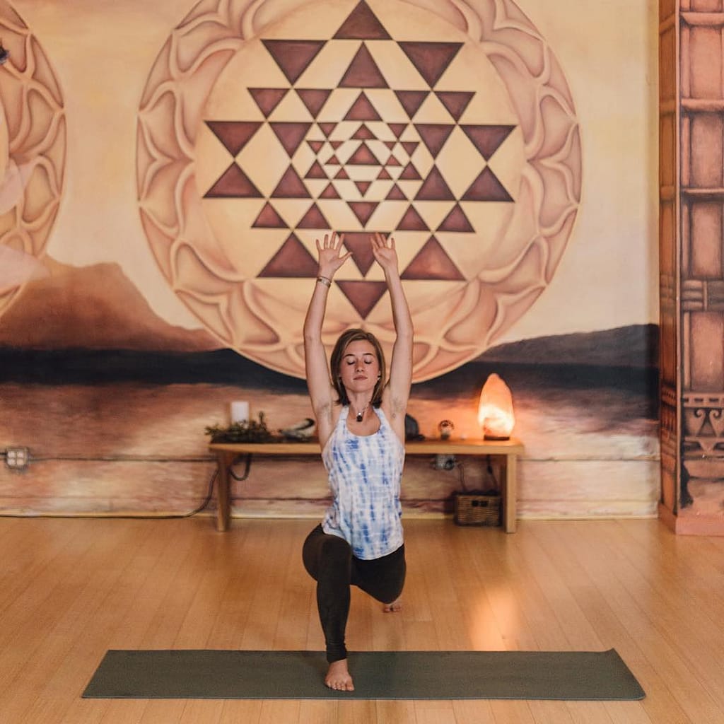 Sierra Noland in forward lunge yoga pose